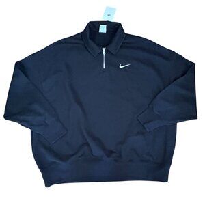 Nike Womens Pheonix Fleece Sweatshirt-Black-M-NWT